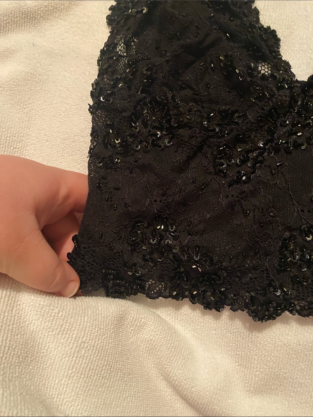 bebe Black Lace Bralette with Beaded Detail - Picture 5 of 6